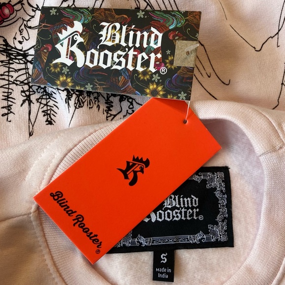 ☘️NWT! Blind Rooster Pink Unisex Asian Design Sweater/Sweatshirt - Picture 3 of 5